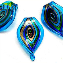 Großhandel billig Murano Lampwork Glasperlen Blatt Anhänger